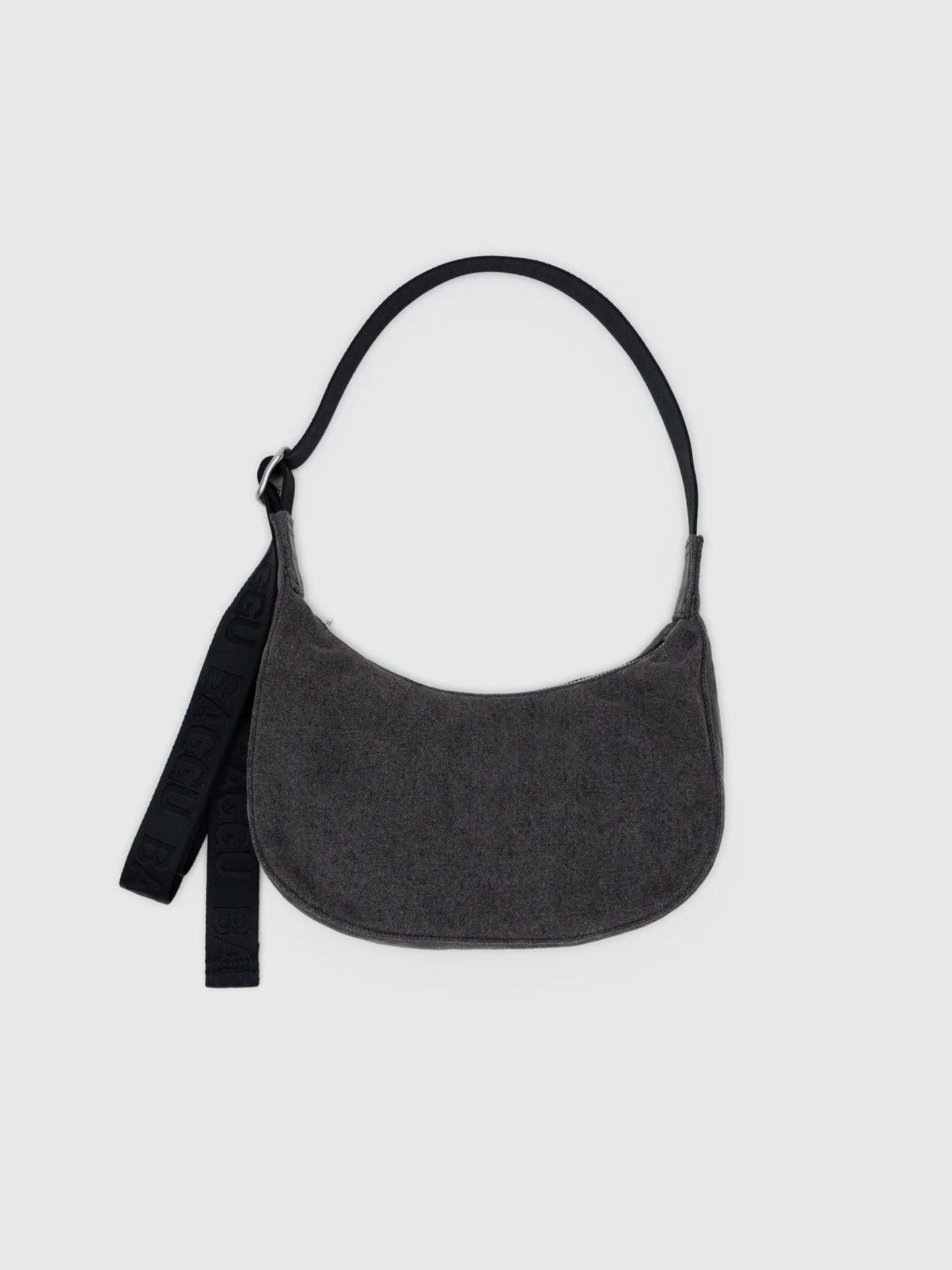 Small Nylon Crescent Bag | Washed Black Denim