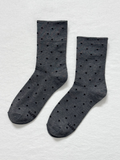 Sneaker Socks | Charcoal/Black Polka Dot