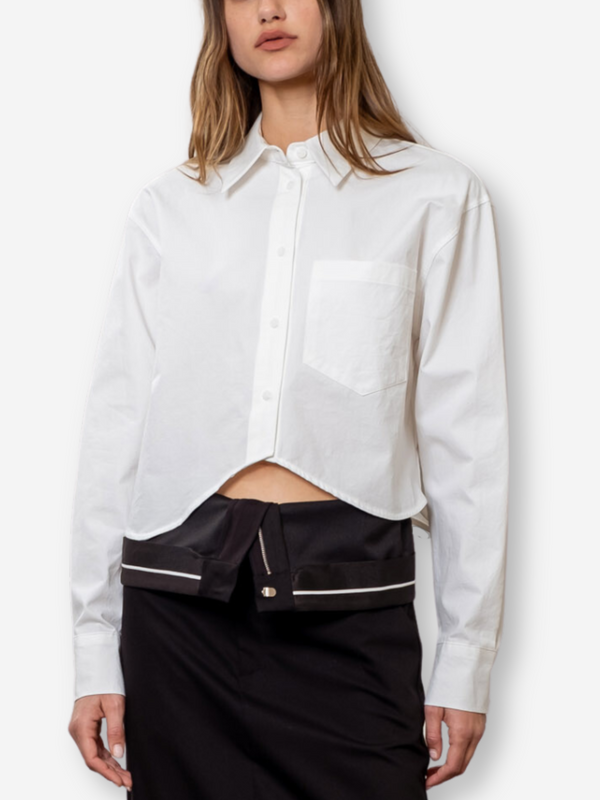 Wavy Cropped White Shirt
